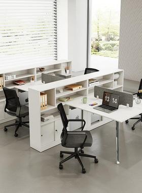 财务白色职员办公桌代椅现组合ECO简约/人工位卡座屏员风工书架桌