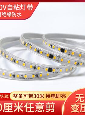 le灯带2性20v高压免l驱d动软灯带线灯线槽装饰自粘贴片ed220v裸板