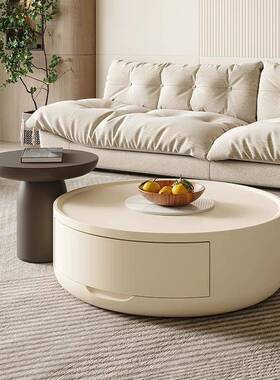 奶油风茶几小户型形简现QYT代圆实木可组合边几移约动轻奢家用茶