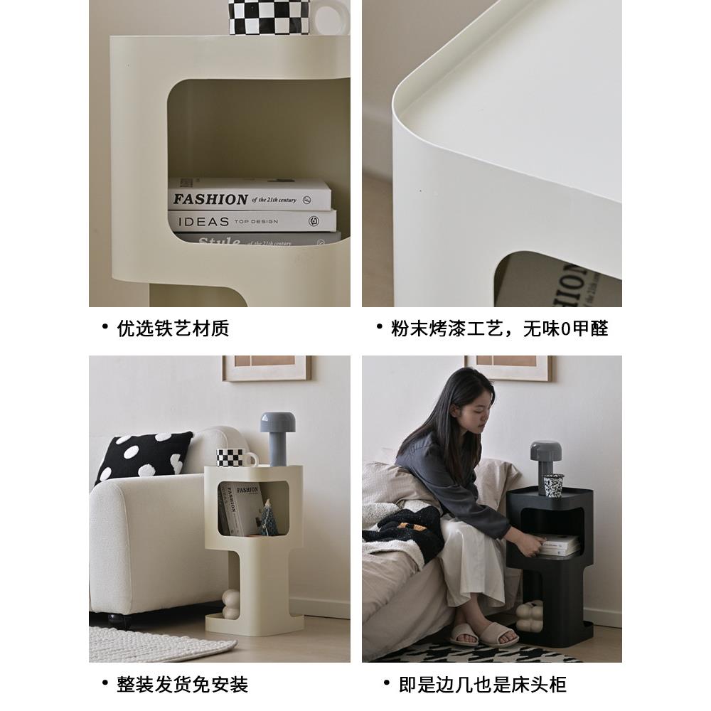 客厅铁艺几边柜沙发旁边的23TF26BJ测边柜置黑你物架色边迷角几创