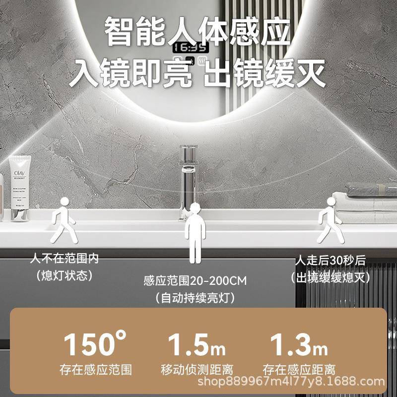 酒店外贸生镜无品牌/子椭浴室化妆镜带灯e卫圆间除雾ld发光感应触