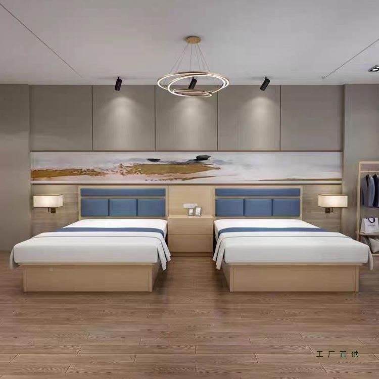 店家酒具标171间全套公民宿宾馆床板式柜大床床头靠寓板床箱床头