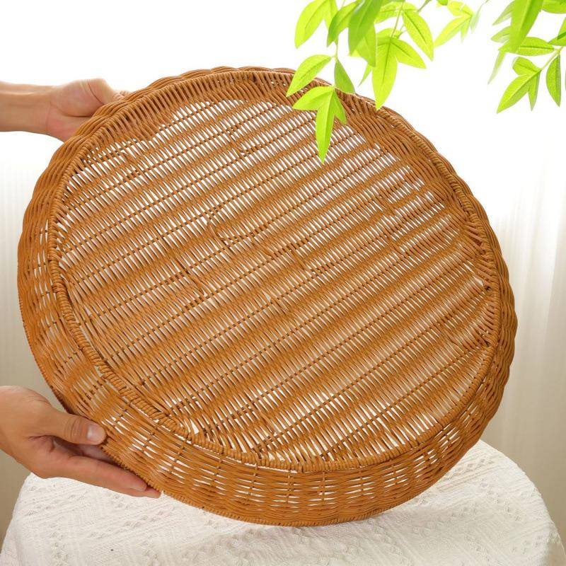 晾晒篮筐17579收簸箕藤编家用圆形纳水织果篮手工编仿晒干货篮子