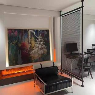 武士隔断工业风不锈钢工艺室厅客金黑属装 VEN饰办公玄关简约铁艺