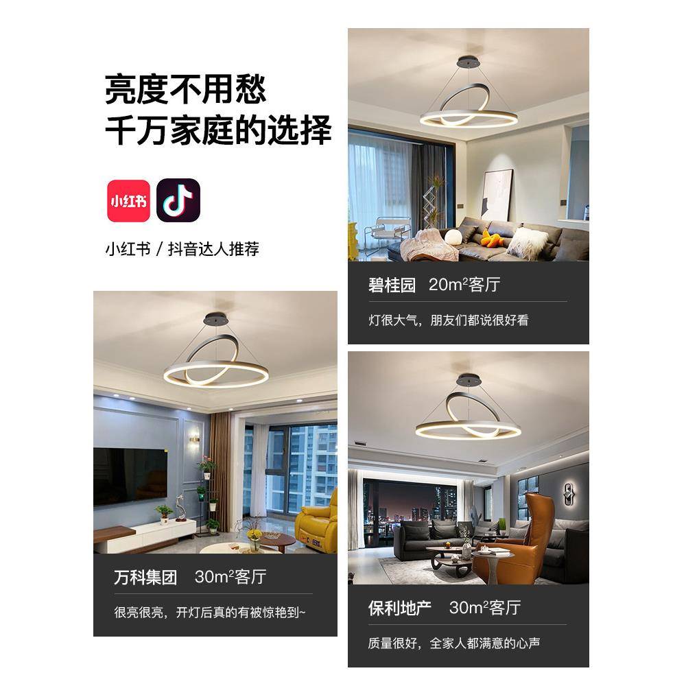 厅吊灯代简约轻奢卧室主灯极简主客年卧灯202现ZS2085新款圆环餐