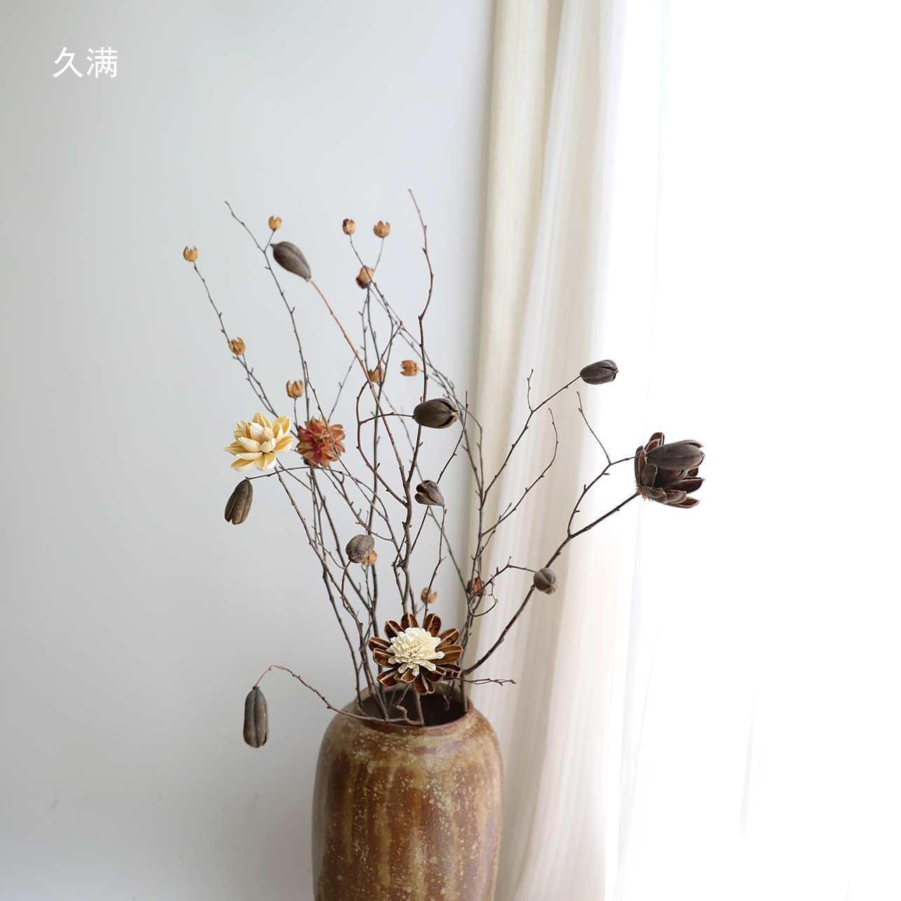 ildWf花lo树wer花野陶瓷瓶枯枝干花干枝新中式客DWC厅插花干支
