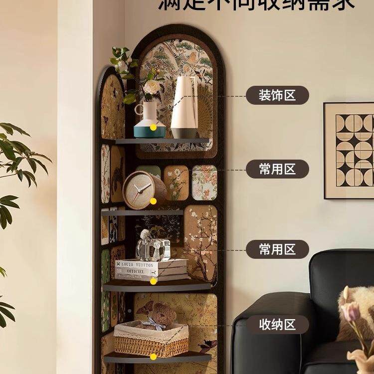 中角古风落地摆件客厅电视柜旁边墙面转ODR角柜复置物层架古多三
