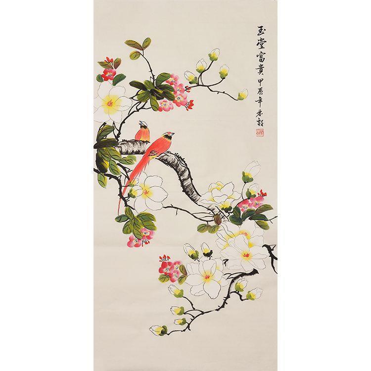 堂富画贵纯手绘白玉画兰花装饰画国画水墨画玄关办玉公室画ZXR壁
