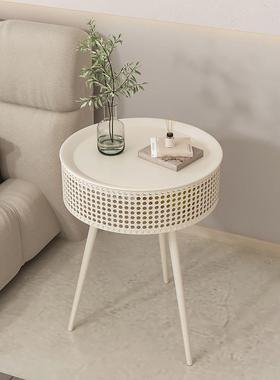 奶油风床头柜225YOS新简约现家用卧室儿童款小型铁艺边几小代0茶