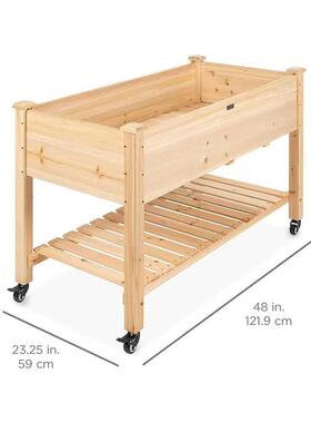 园现货竹木20106可移带滚轮花床地落双层超大花架花动用品庭院花