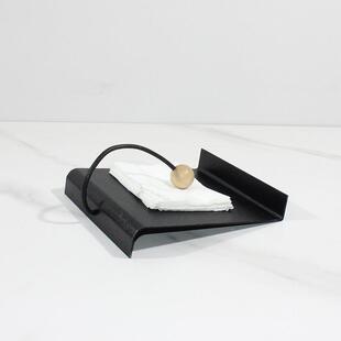 古方形XJB餐复巾收纳架轻奢皮革面酒店前台餐厅桌巾面纸座软装饰