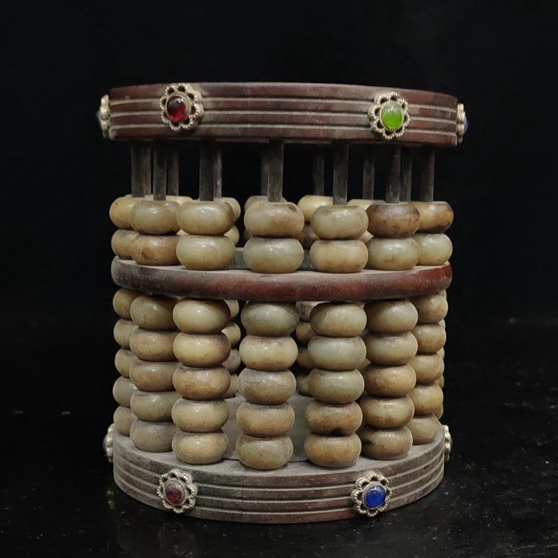 DDW回流古玩古收藏藏品花做旧包浆老物件董珍黄杨木梨木算盘笔筒