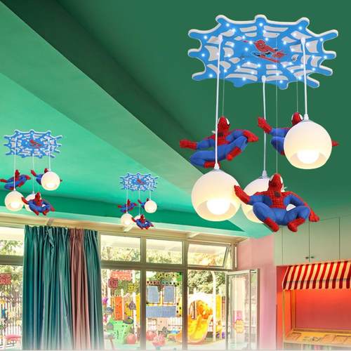 创意蜘蛛e侠儿童房吊灯通幼儿园吸顶灯饰TWS小男卡孩卧室护眼ld灯