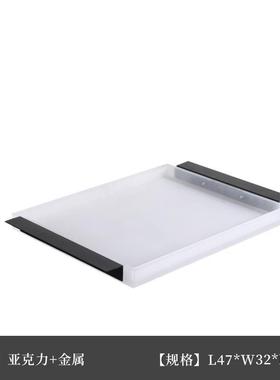 简现代家居约厅样板房透KWC明亚克力桌面收装饰托盘软装纳客茶几