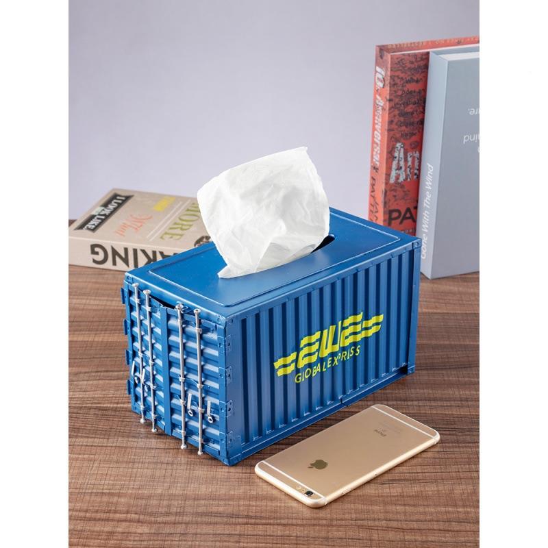集装箱纸巾盒古盒美式创意66856036复抽工纸手铁艺货柜造型纸抽盒