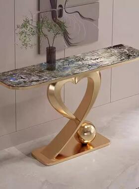 式轻奢玄关入户门CHV意不锈桌钢玄关台心形简板约现代岩端景台玄