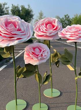 婚求礼手工DFE纸艺大瑰花婚礼表橱白玫婚布置装饰网红窗美陈