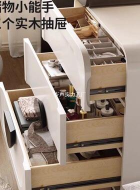 古风熊猫梳妆台实木梳台斗柜一体卧妆室复小户型LQL古中翻盖化妆