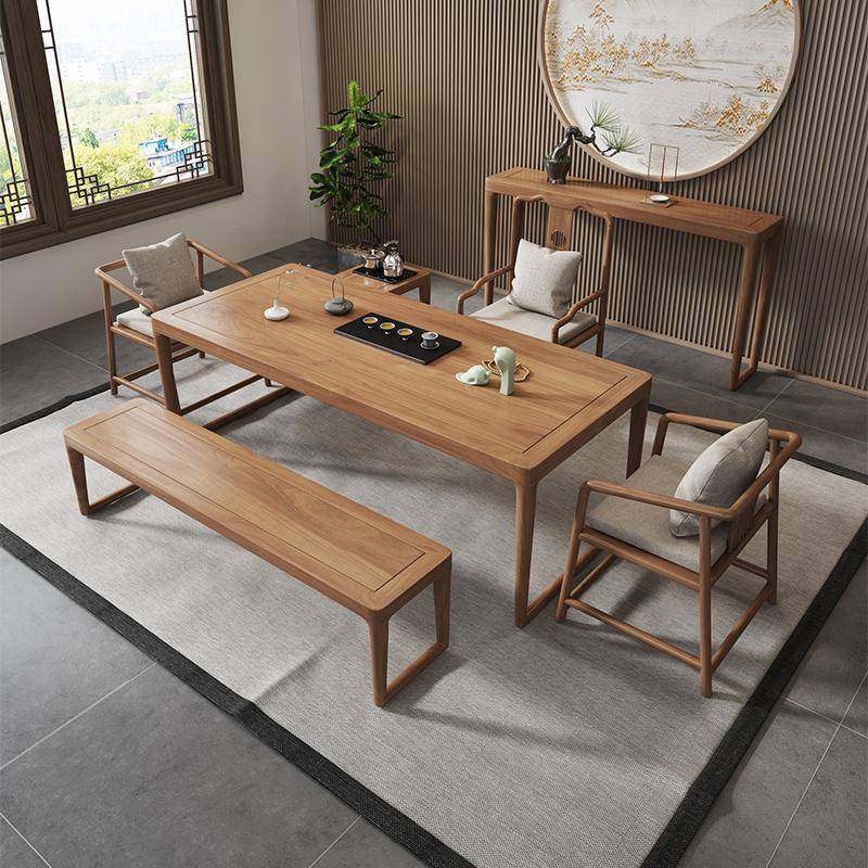 北美白蜡木茶桌椅组合现AJJ式代约客厅办公家用简泡茶台端中喝茶