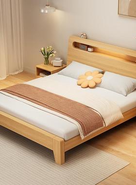 实木人床简约代1A867.5米双人床主卧1.8m出租房家用储现物12.米单