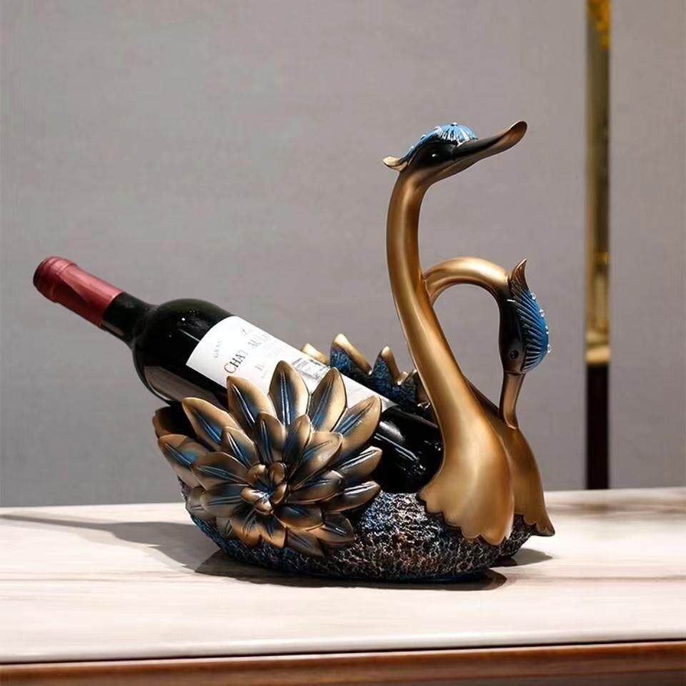 红酒架摆件天鹅家居客982009厅装餐酒奢托美式轻高档酒柜饰品餐柜