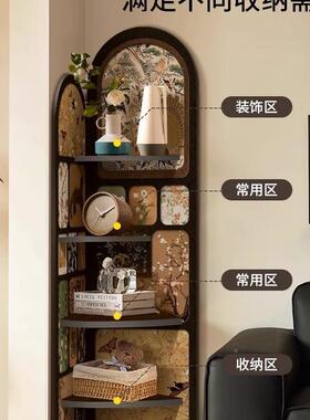 置中古风墙角角柜落地摆件客厅电视转柜边F99MJS59转角物靠架多层