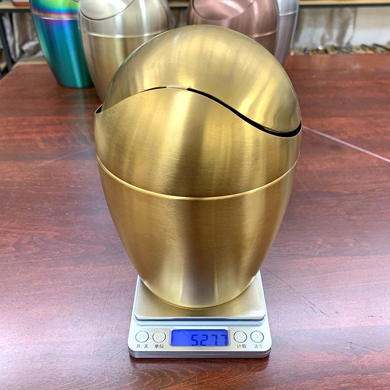 迷新款TMS04不锈钢垃圾桶室小型彩色盖蛋形摇式桌面你办公纸篓