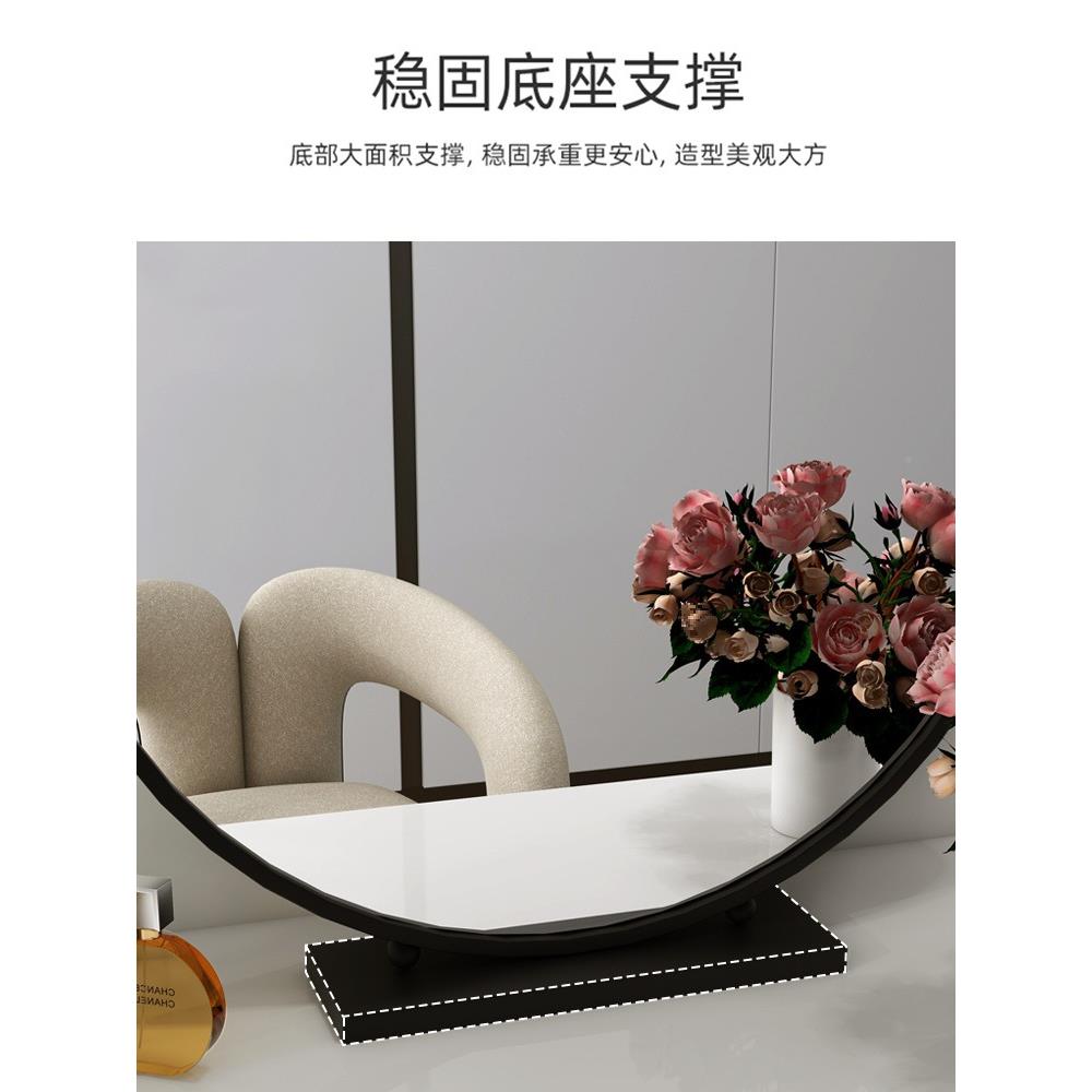 简式化妆台镜圆形面梳妆F9765H6J桌镜约卧室学生宿舍铁艺大镜子梳