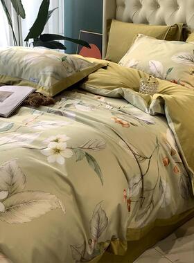6B美式套1060支上匹马棉花F6M96JM卉印花四件套简约宽边被床单纯
