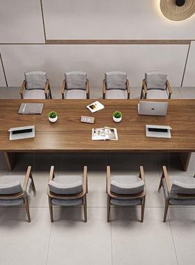 美式实木会议桌长桌条桌简大板办公洽桌椅组条合形FD601326谈桌约