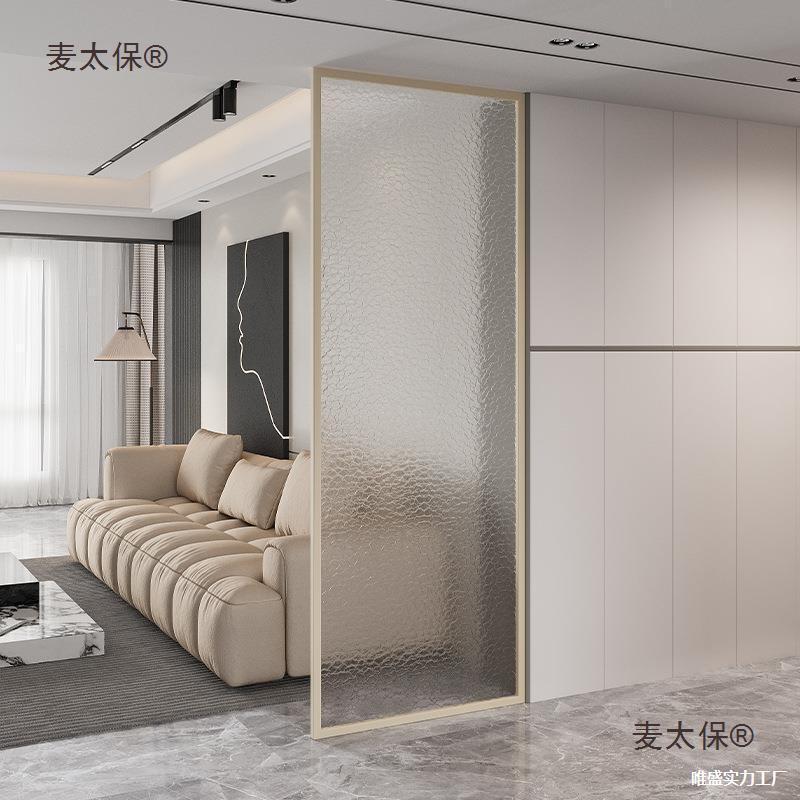 风客厅麦水波纹生间正对门玄AQI关半墙卫术玻璃卧室入户艺隔断太
