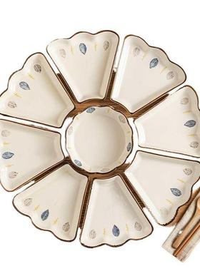 圆DDI盘餐具组合陶团瓷盘子碗家用2025新款拼菜碟盘过年碗套装