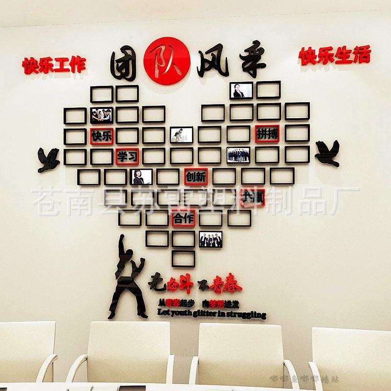 员工团队采展文化墙励风志墙公贴办公室企业司照示JGR片墙装饰贴