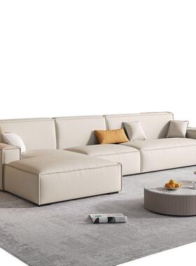 极简客奶网风豆LCZ腐块沙发厅简约现代直排沙发红款猫抓皮油艺沙