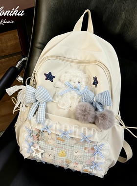 韩系书包ins小众简约高颜值新款痛包女生大容量双肩包初高中背包