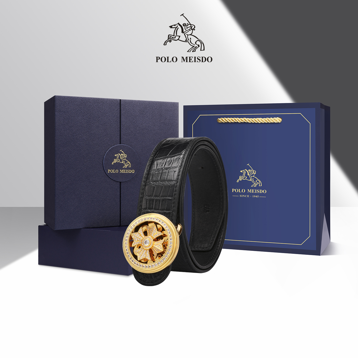 保罗美思得鳄鱼皮带男士四叶草