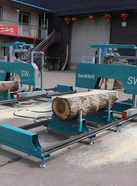 出口SW26型燃油卧式移动锯木机原木开料木材加工自动木材开料锯
