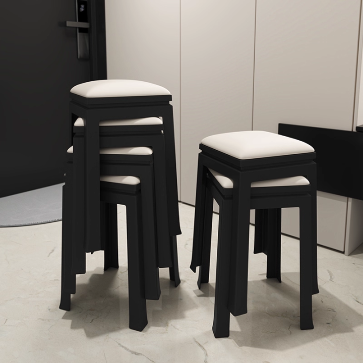 家用客厅现代简约软包方凳厨房餐桌备用凳子角落可收纳叠放高板凳