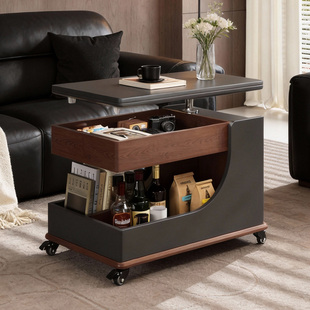 家用客厅可移动升降沙发边几小户型轻奢高级感可折叠茶几推车桌子