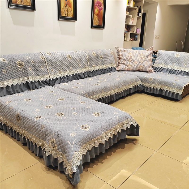 绣花高档扶手U型沙发套装3米8.4米2沙发垫套M加厚2024新款沙发坐