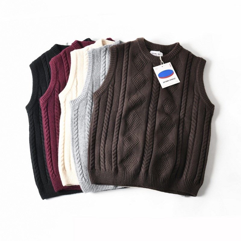 新款美式重磅复古麻花提花针织马甲男士秋冬潮流圆领毛衣背心外套,男装,常规马甲,淘宝优惠券,粉丝福利购,淘宝优惠卷