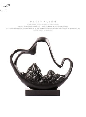 现代中式玄关摆件酒店客厅会所桌面工艺品样板房抽象饰品