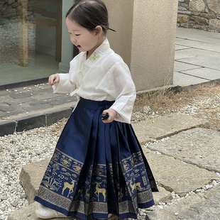 汉服女童马面裙薄款23年新款夏季儿童中国风古装超仙唐装明制套装