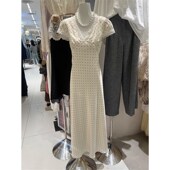 2025茶歇法式 c长裙波点裙子女V领夏季 少女心仙女圆点A字连衣裙