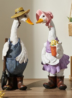 可爱创意情侣鸭摆件客厅桌面家居装饰品超市美陈货架顶层场景陈列