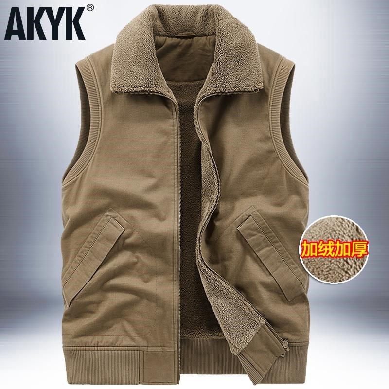 秋冬季翻领马甲男加绒加厚纯棉宽松大码无袖坎肩户外休闲背心马夹,男装,常规马甲,淘宝优惠券,粉丝福利购,淘宝优惠卷