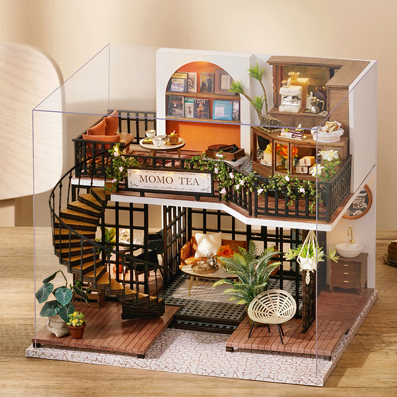 diy小屋手工制作房子微缩场景艺术别墅拼装模型别墅女孩玩具礼物