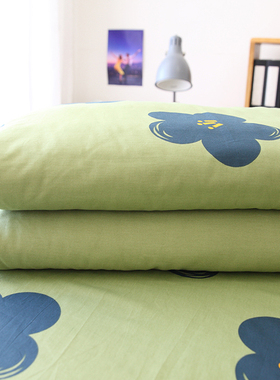 绿色的花花卉100%纯棉被套单件1.5m2I.0米单双人斜纹全棉被罩夏季