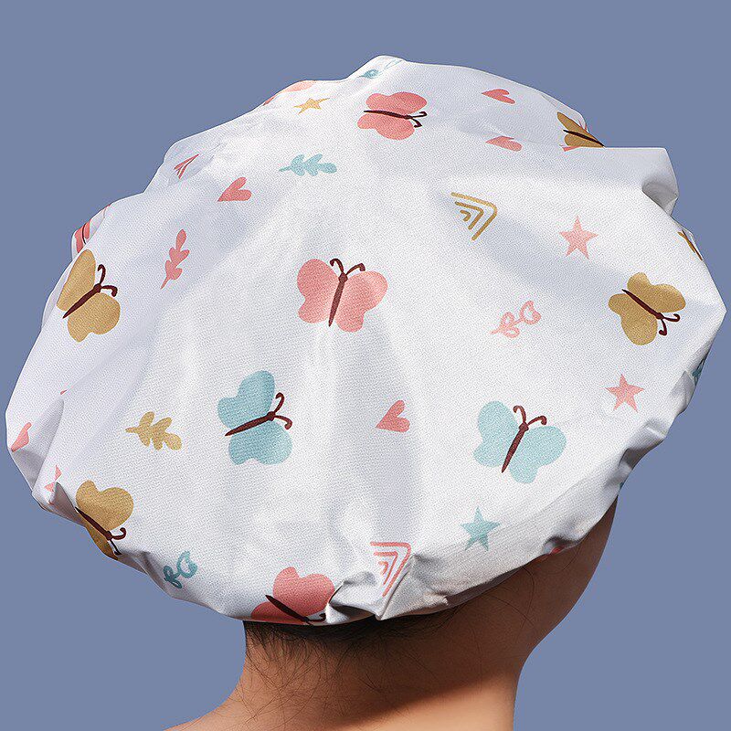 琬菲高档新款印花浴帽蕾丝花边可爱卡通沐浴帽加厚单X层防水淋浴