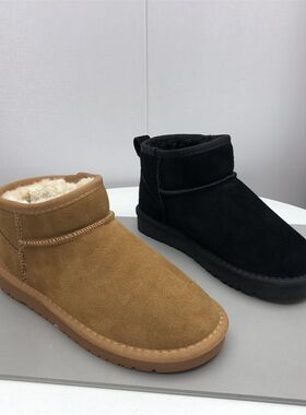 2022冬季女鞋工厂断码处理圆头低跟F雪地靴磨砂皮加绒套筒女靴子4